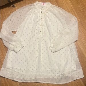 Buddy Love White and Gold Blouse sheer sleeves small like new. Lined